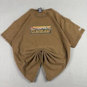 Vintage Y2K Quiksilver T Shirt Mens Medium Surf Skae Mountains Brown Earthy